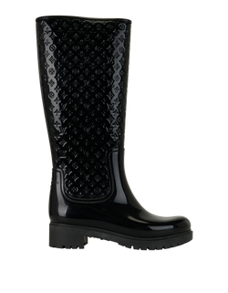 Louis Vuitton Monogram Splash Rain Boots, Rubber, Black, UK3, 2*
