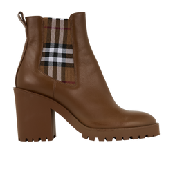 Burberry Allostock Check Ankle Boots, Leather, Brown, UK6.5, DB, 2*