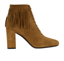 Saint Laurent Fringe Ankle Boots, Suede, Brown, UK7, 2*