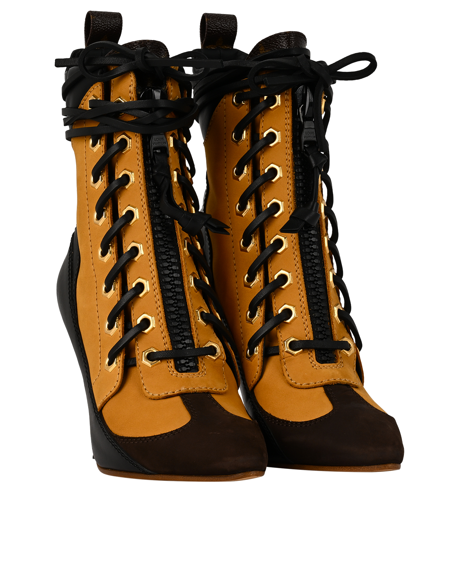 Louis Vuitton Laureate Half Boots, &pound;320, Shoes, Black/Brown, Suede, Side view