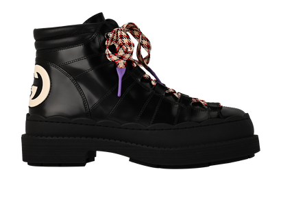 Gucci GG Hiking Boots, £350, Shoes, Black, Leather, Front view