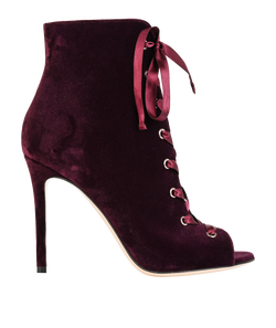 Gianvito Rossi Fraser Boots, Velvet, Burgundy, UK5.5, DB, 2*
