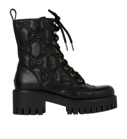 Gucci GG Matelassé Combat Boots, Leather, Black, UK5.5, B/DB, 2*