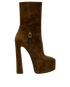 Saint Laurent Nico Platform Boots, &pound;450, Shoes, Brown, Suede, Front view
