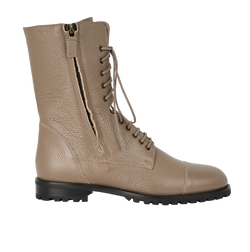 Manolo Blahnik Lugata Combat Boots, Leather, Taupe, UK6, 3*