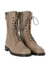 Manolo Blahnik Lugata Combat Boots, £280, Shoes, Taupe, Leather, Side view