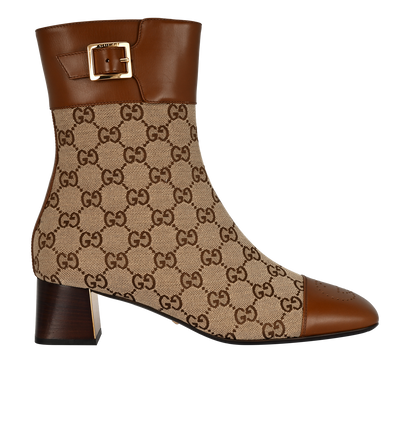Gucci GG Ankle Boots, &pound;320, Shoes, Beige/Tan, Canvas/Leather, Front view