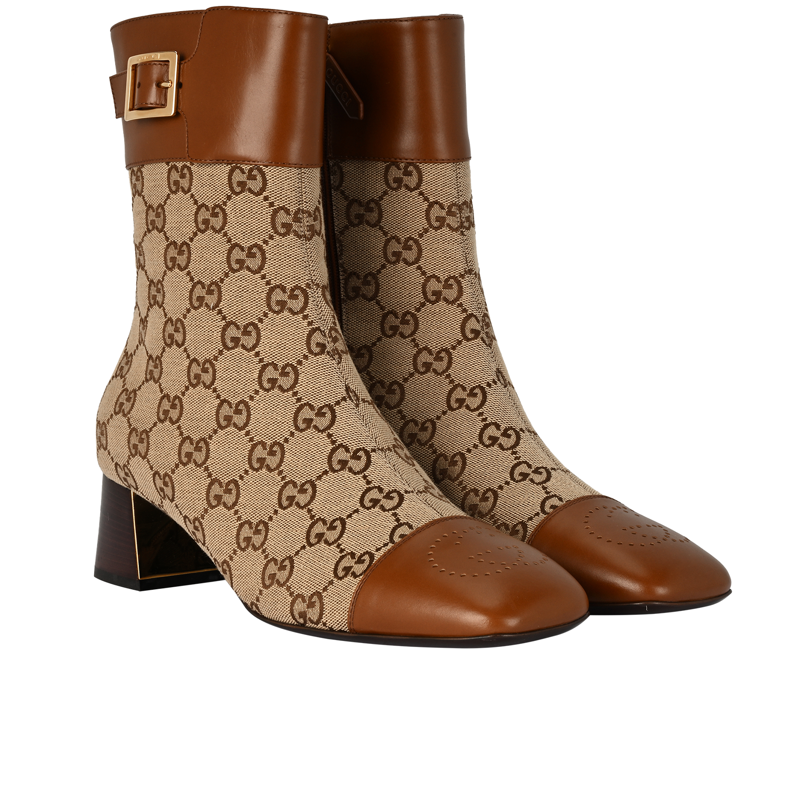 Gucci GG Ankle Boots, &pound;320, Shoes, Beige/Tan, Canvas/Leather, Side view