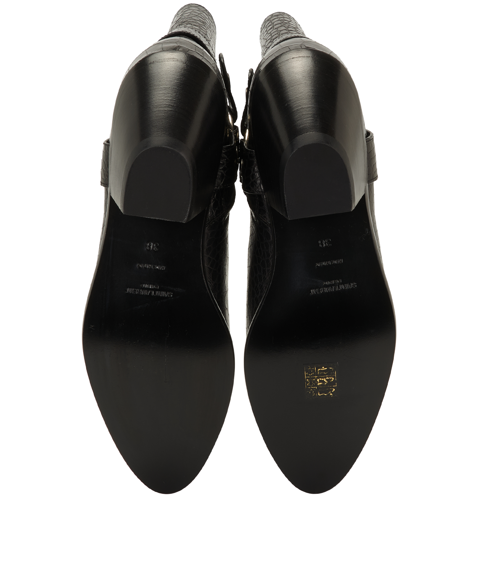 Saint Laurent Croc Embossed Cowboy Boots, &pound;295, Shoes, Black, Croc Embossed/Leather, Top view