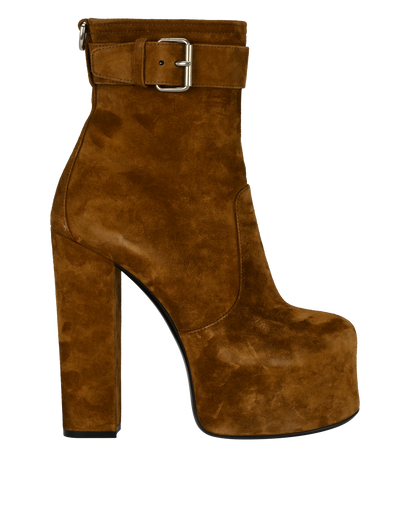 Saint Laurent Mina 95 Platform Boots, £270, Shoes, Brown, Suede, Front view