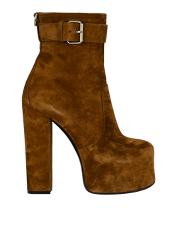 Saint Laurent Mina 95 Platform Boots, Suede, Brown, UK6, B/DB, 3*