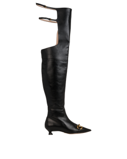 Gucci Cut Out Boots, Leather, Black, UK4, DB, 2*