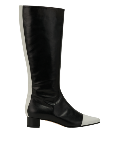 Manolo Blahnik Wakia Boots, &pound;180, Shoes, Black/White, Leather, Front view