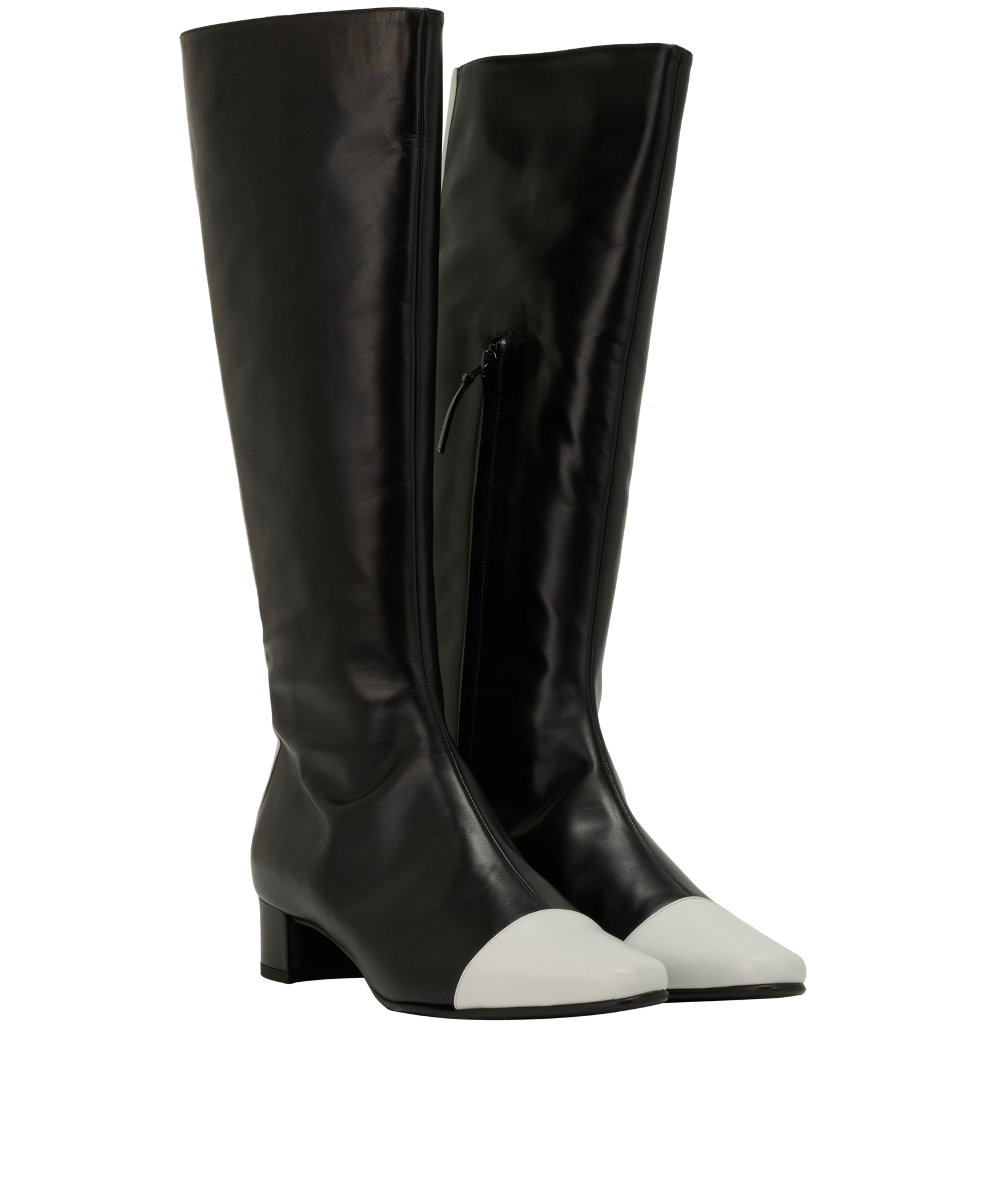 Manolo Blahnik Wakia Boots, &pound;180, Shoes, Black/White, Leather, Side view