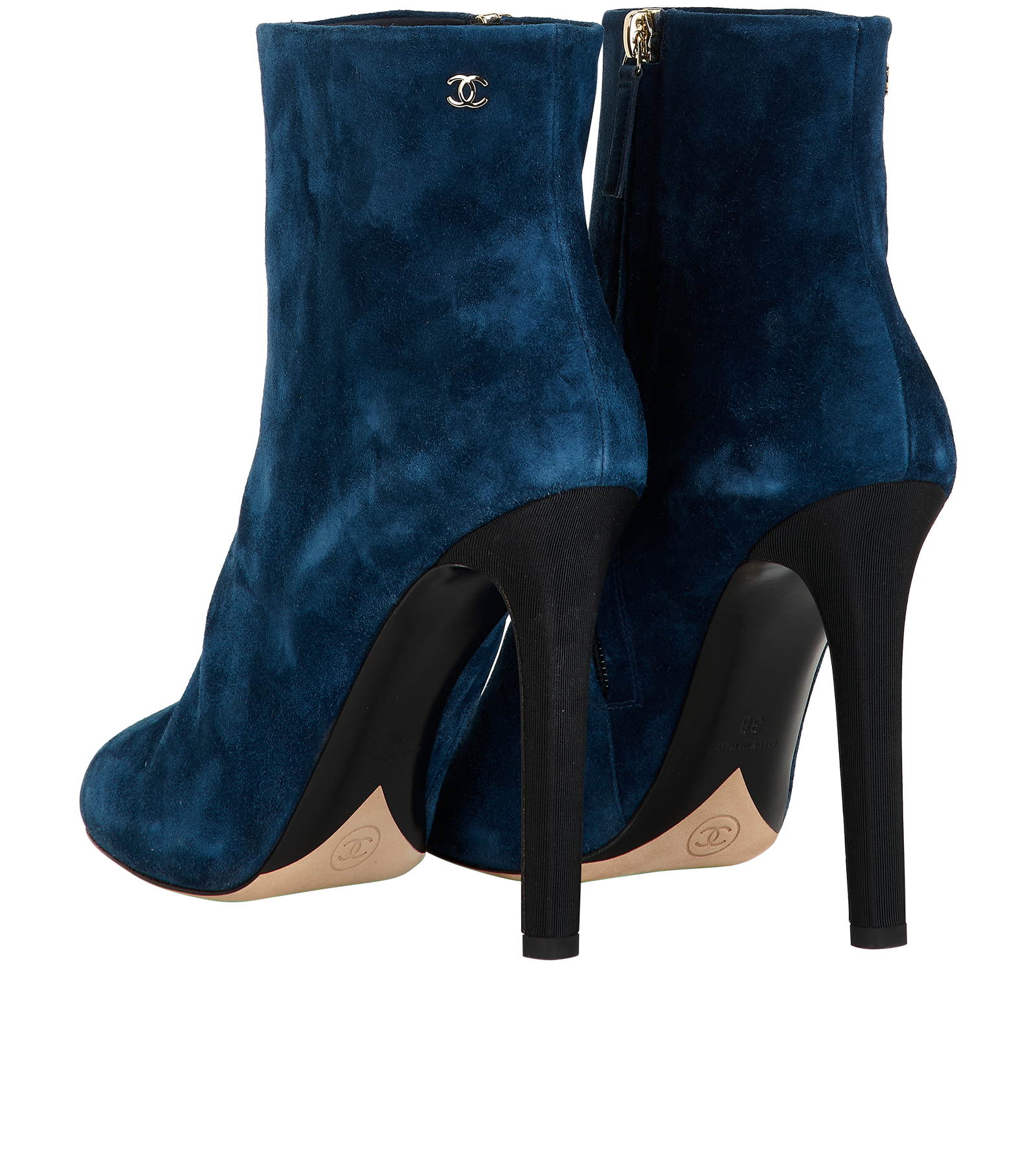 Chanel Ankle Boots, &pound;550, Shoes, Blue, Suede, Back view