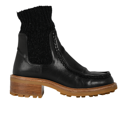 Chloe Chelsea Boots, &pound;190, Shoes, Black, Fabric/Leather, Front view