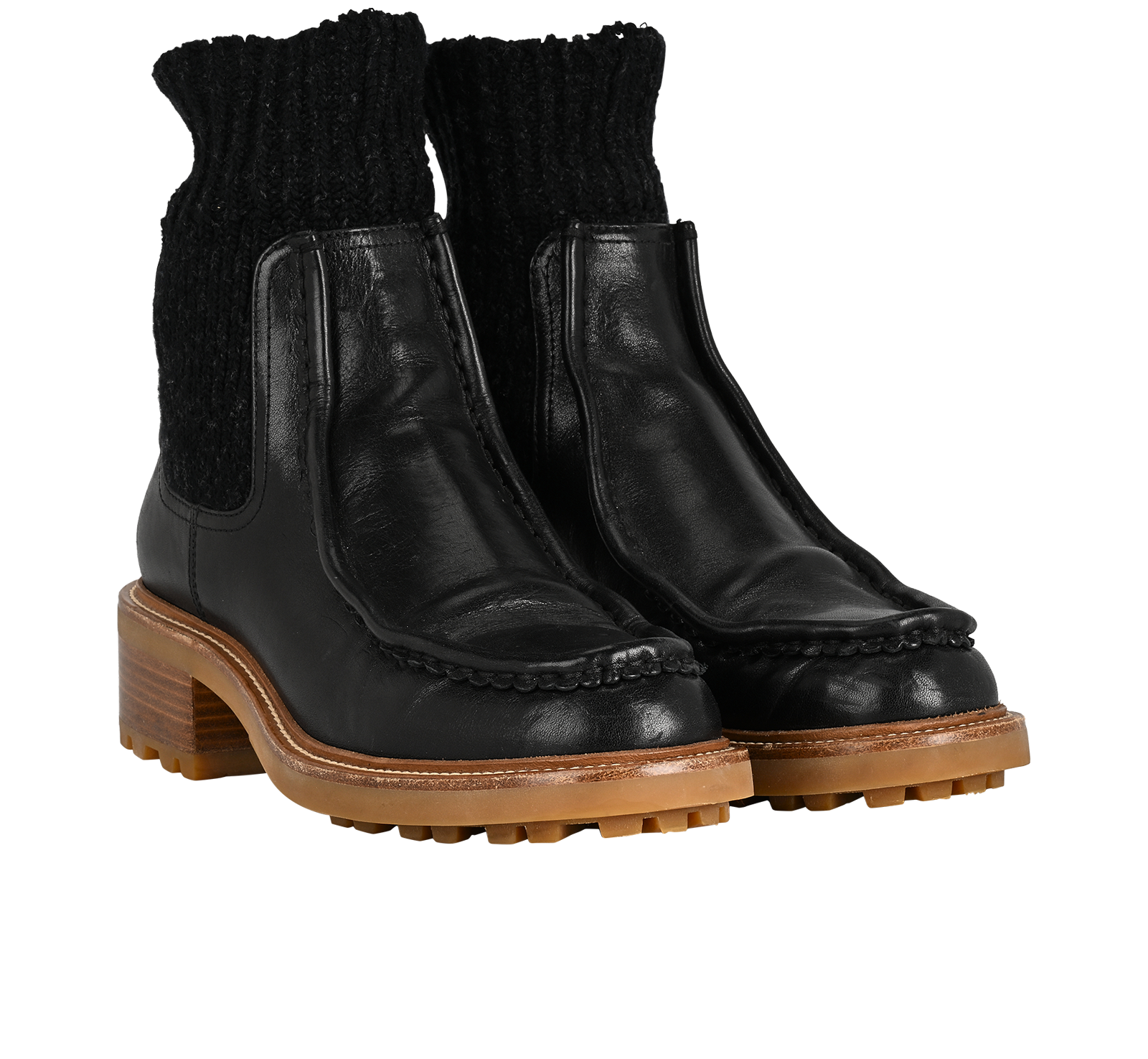 Chloe Chelsea Boots, &pound;190, Shoes, Black, Fabric/Leather, Side view