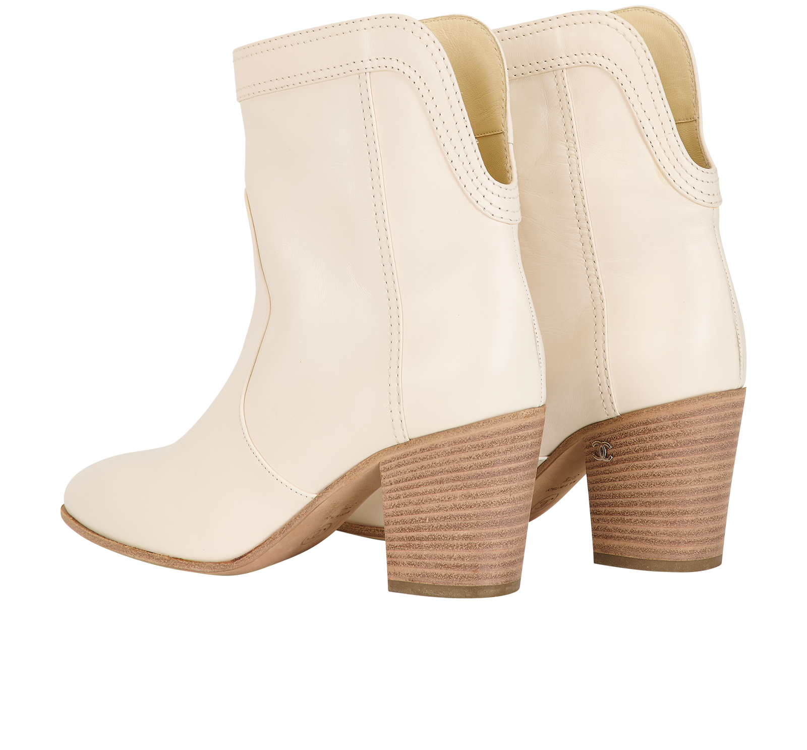 Chanel CC Logo Cowboy Boots, &pound;550, Shoes, White, Leather, Back view