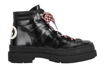 Gucci Lace up Ankle Boot, &pound;295, Shoes, Black, Leather, Front view