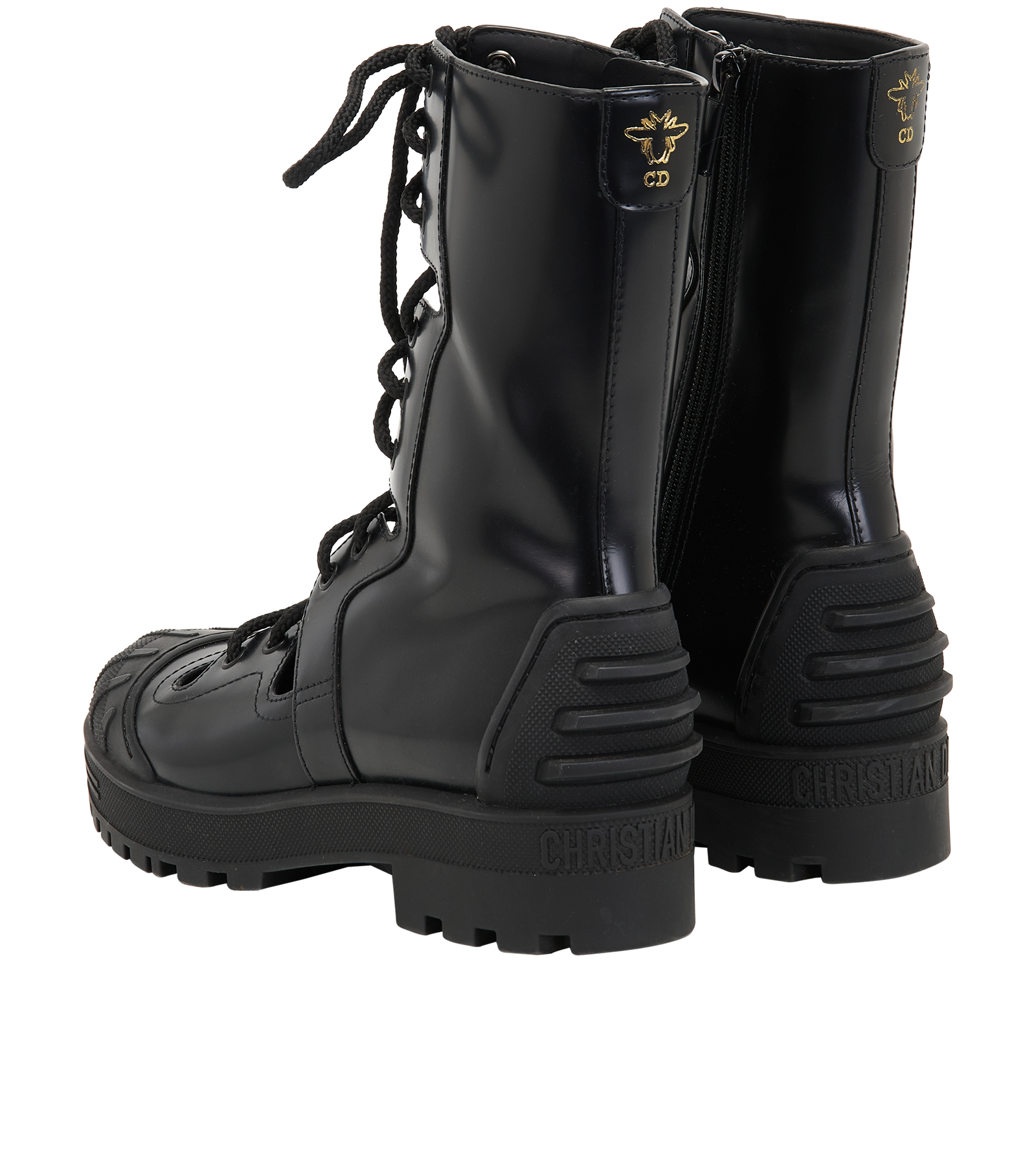 Christian Dior Bee Accent Combat Boots, &pound;395, Shoes, Black, Leather, Back view