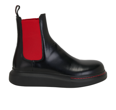 Alexander McQueen Chelsea Boots, &pound;290, Shoes, Black/Red, Leather, Front view