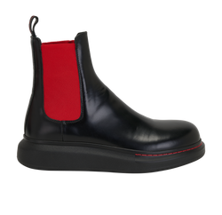 Alexander McQueen Chelsea Boots, Mens,Leather, Black/Red, UK7, B/DB,3*