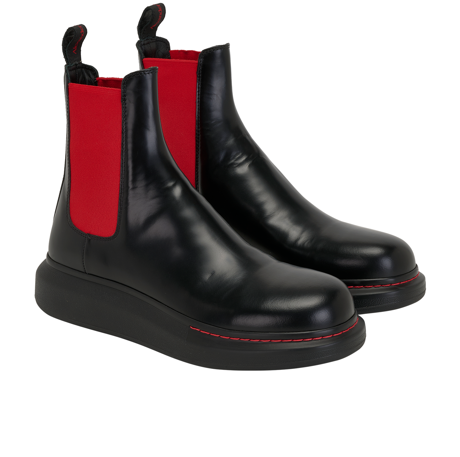 Alexander McQueen Chelsea Boots, &pound;290, Shoes, Black/Red, Leather, Side view