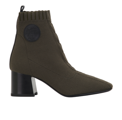 Hermes Jenna 60 Ankle Boots, &pound;395, Shoes, Green, Fabric/Leather, Front view