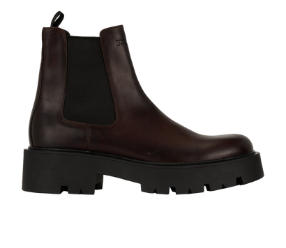 Prada Logo Chelsea Boots, &pound;595, Shoes, Brown, Leather, Front view