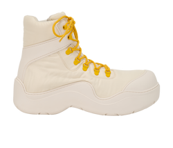 Bottega Veneta Puddle Bomber Ankle Boots, Mens, Nylon, White,UK10,B/DB,3*