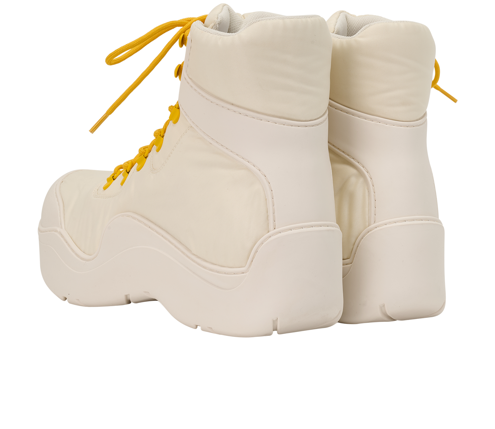 Bottega Veneta Puddle Bomber Ankle Boots, &pound;195, Shoes, White/Yellow, Nylon (Polymer), Back view