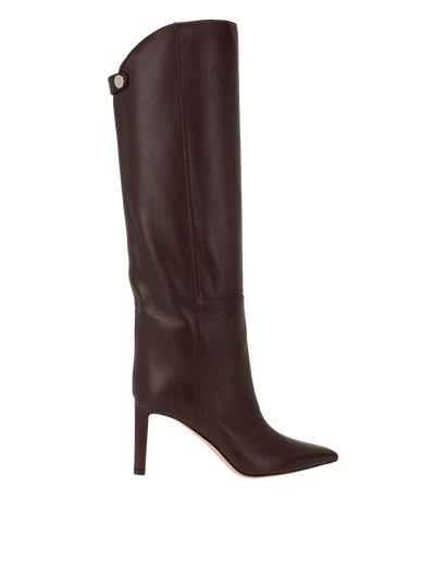 Jimmy Choo Alizze 85 Boots, &pound;450, Shoes, Burgundy, Leather, Front view