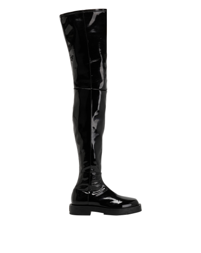 Givenchy Over The Knee Squared Boots, &pound;420, Shoes, Black, Leather, Front view