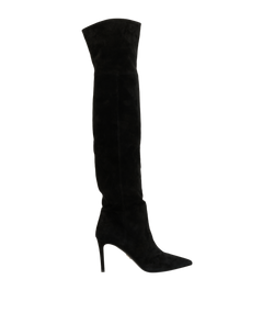 Prada Over The Knee Boots, Suede, Black, UK5, 3*