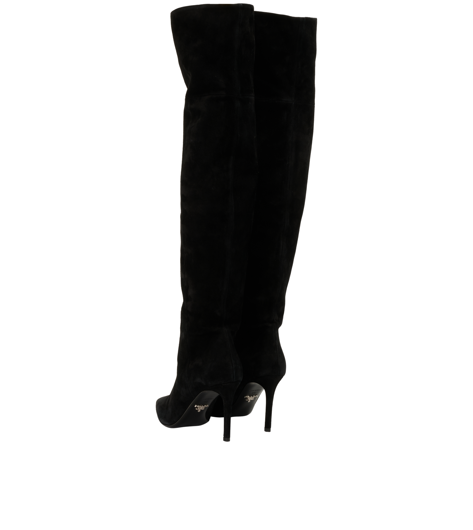 Prada Over The Knee Boots, &pound;320, Shoes, Black, Suede, Back view