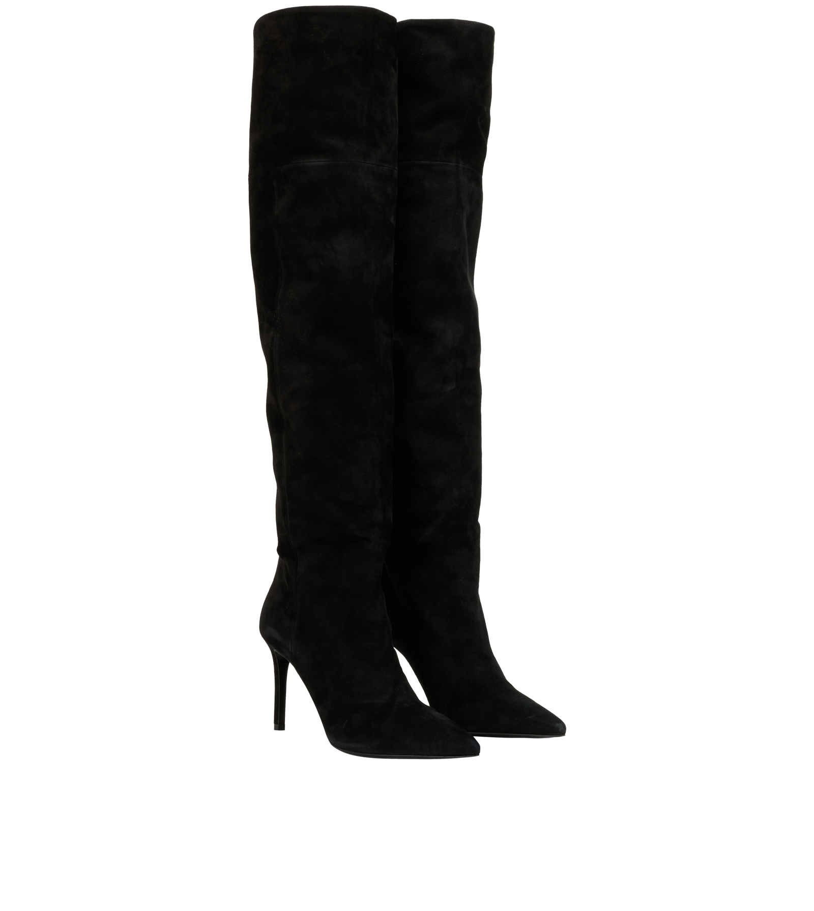 Prada Over The Knee Boots, &pound;320, Shoes, Black, Suede, Side view