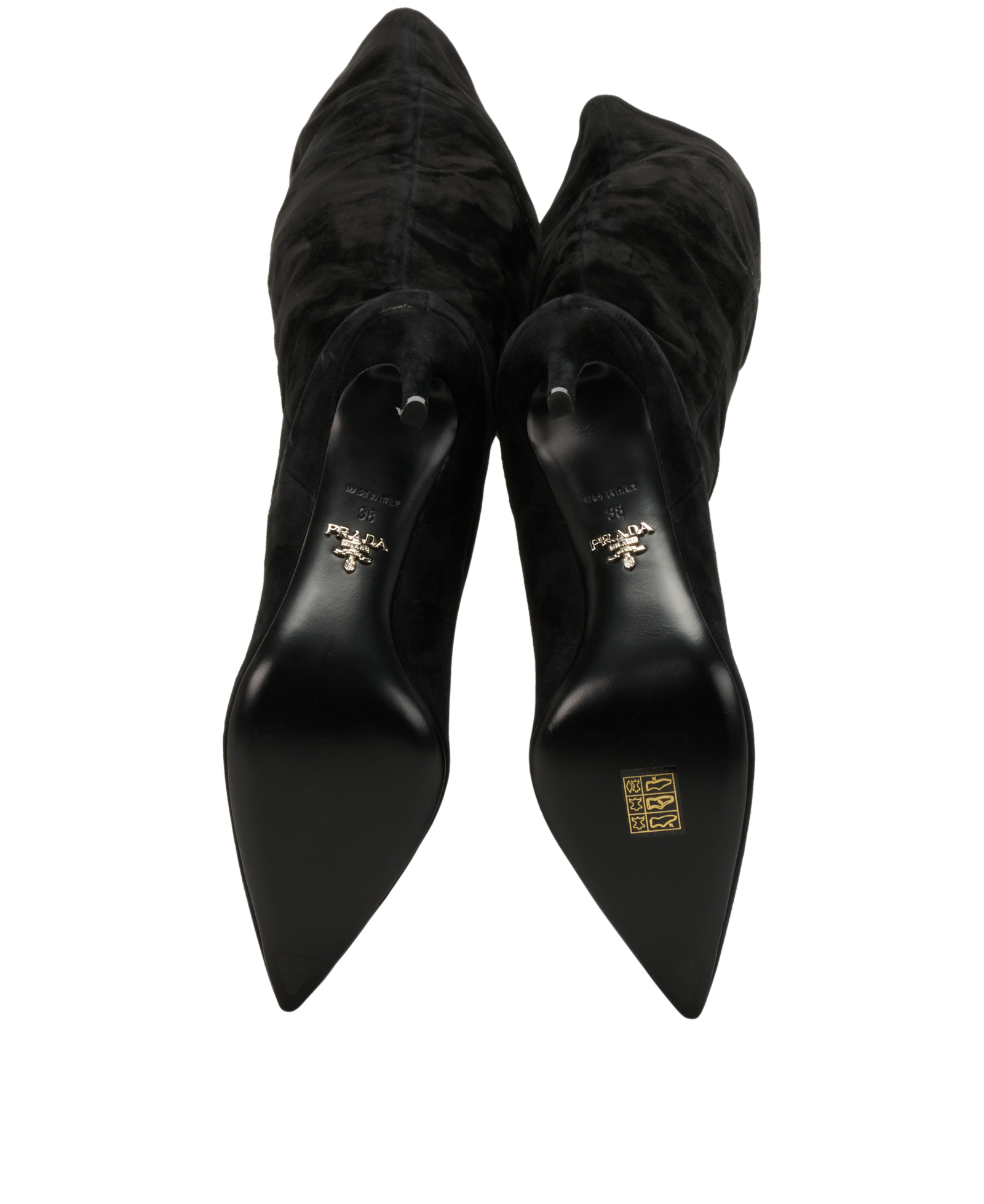 Prada Over The Knee Boots, &pound;320, Shoes, Black, Suede, Top view