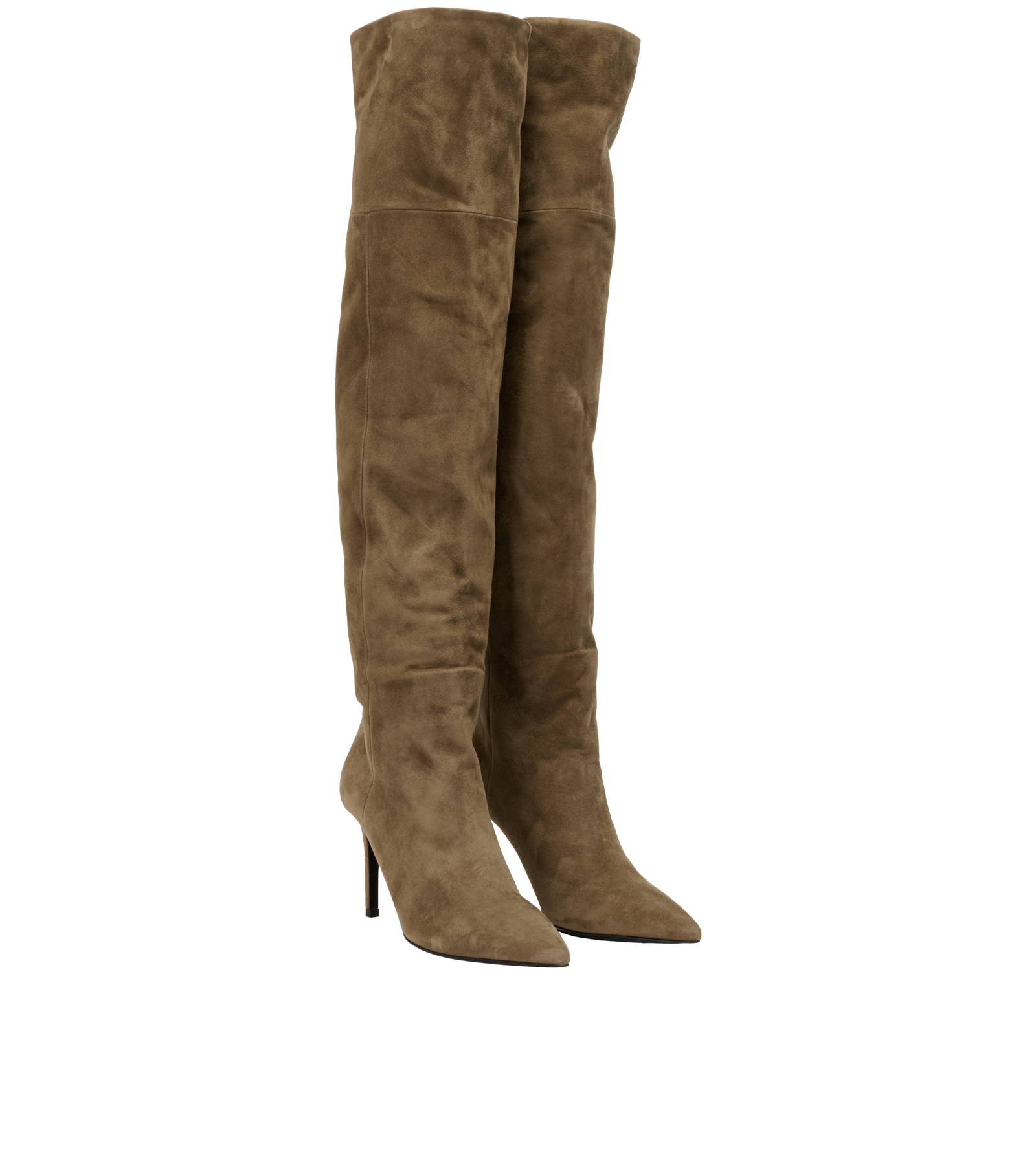 Prada Over The Knee Boots, &pound;320, Shoes, Brown, Suede, Side view