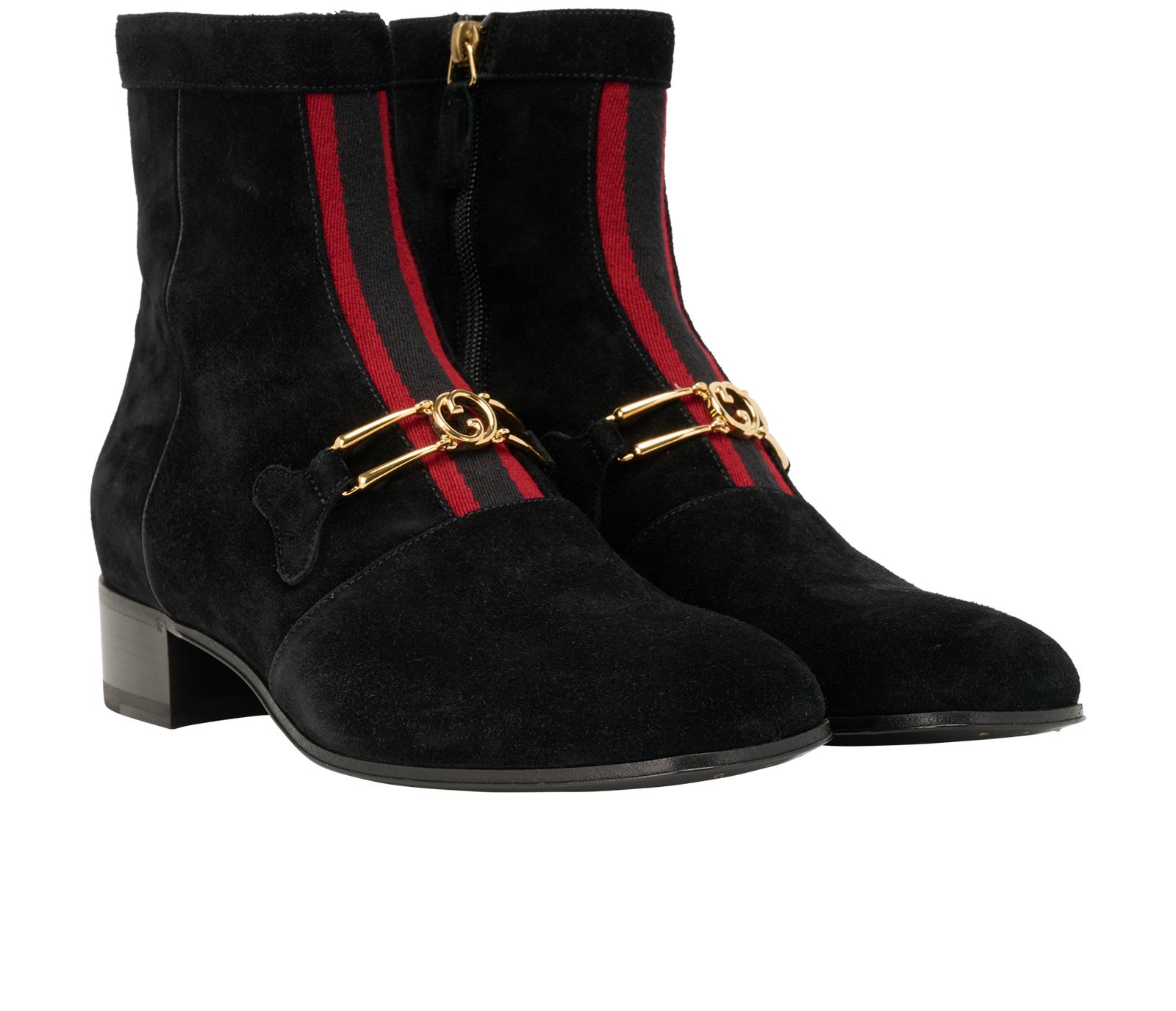 Gucci Web Detail Ankle Boots, &pound;350, Shoes, Black, Suede, Side view