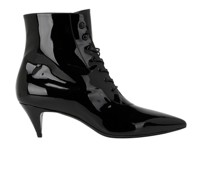 Saint Laurent Kitten Heels Ankle Boots, &pound;280, Shoes, Black, Leather, Front view