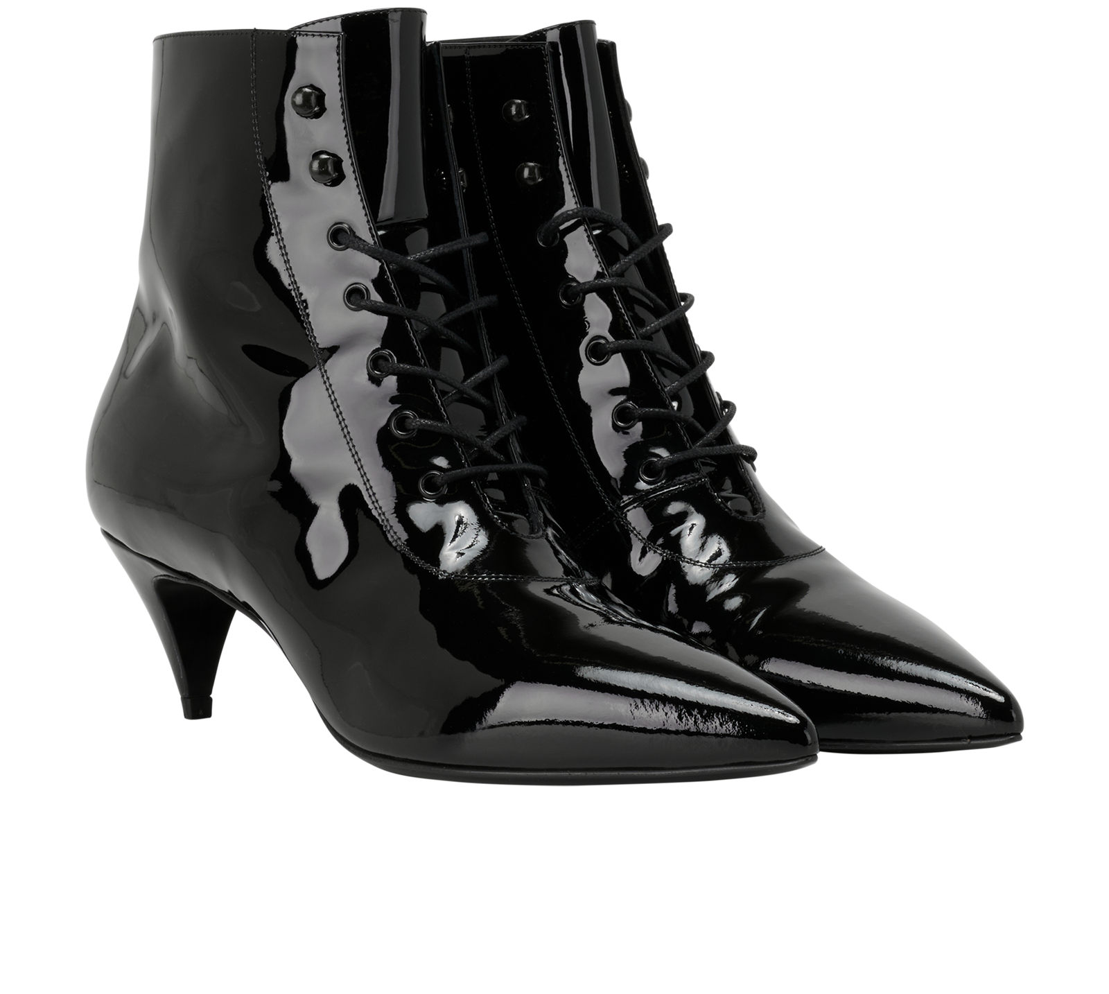 Saint Laurent Kitten Heels Ankle Boots, &pound;280, Shoes, Black, Leather, Side view