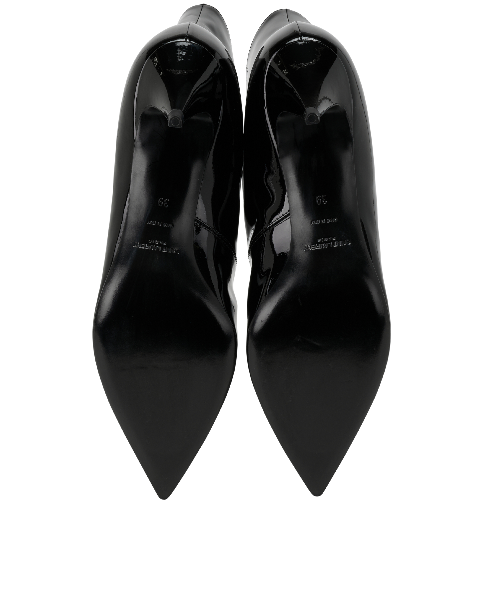 Saint Laurent Kitten Heels Ankle Boots, &pound;280, Shoes, Black, Leather, Top view