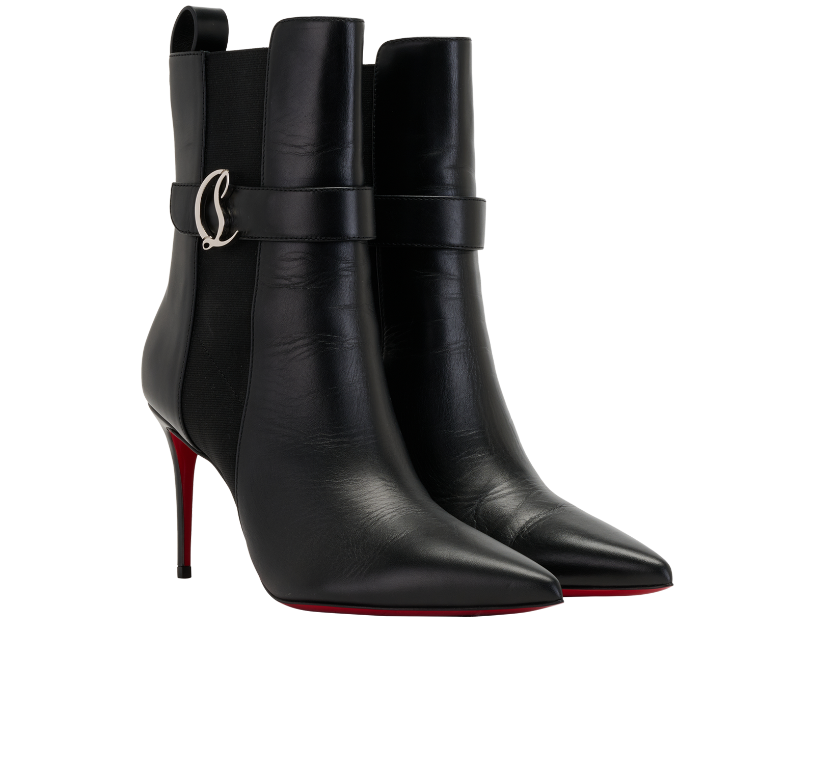 Christian Louboutin Chelsea Booty 85, &pound;490, Shoes, Black, Leather, Side view