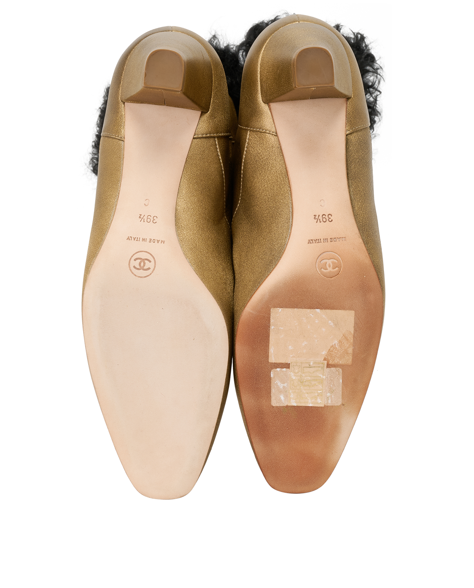 Chanel Shearling Trim Mid Boots, &pound;520, Shoes, Gold, Leather, Top view