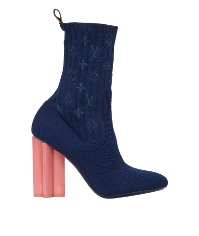 Louis Vuitton Silhouette Ankle Boots, &pound;450, Shoes, Navy, Fabric, Front view