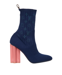 Louis Vuitton Silhouette Ankle Boots, Fabric, Navy, UK4, 2*