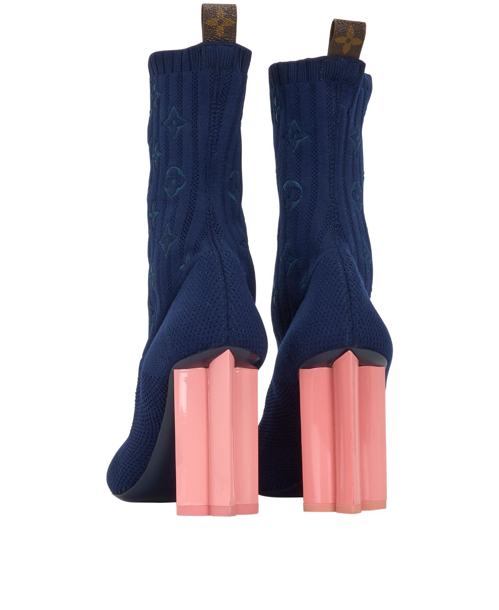 Louis Vuitton Silhouette Ankle Boots, &pound;450, Shoes, Navy, Fabric, Back view