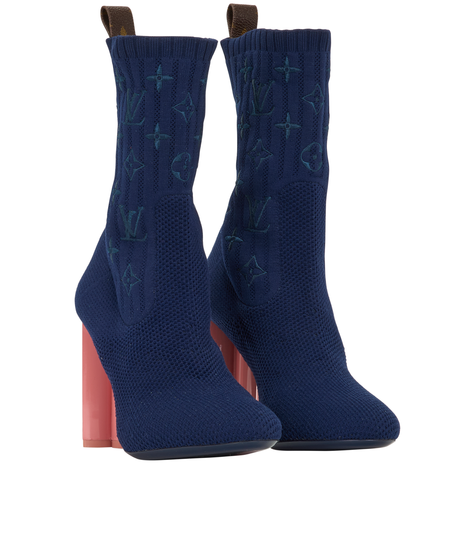 Louis Vuitton Silhouette Ankle Boots, &pound;450, Shoes, Navy, Fabric, Side view