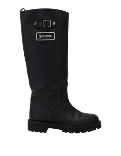 Louis Vuitton Wellies Logo, Rubber, Black, UK7, DB/B, 2*