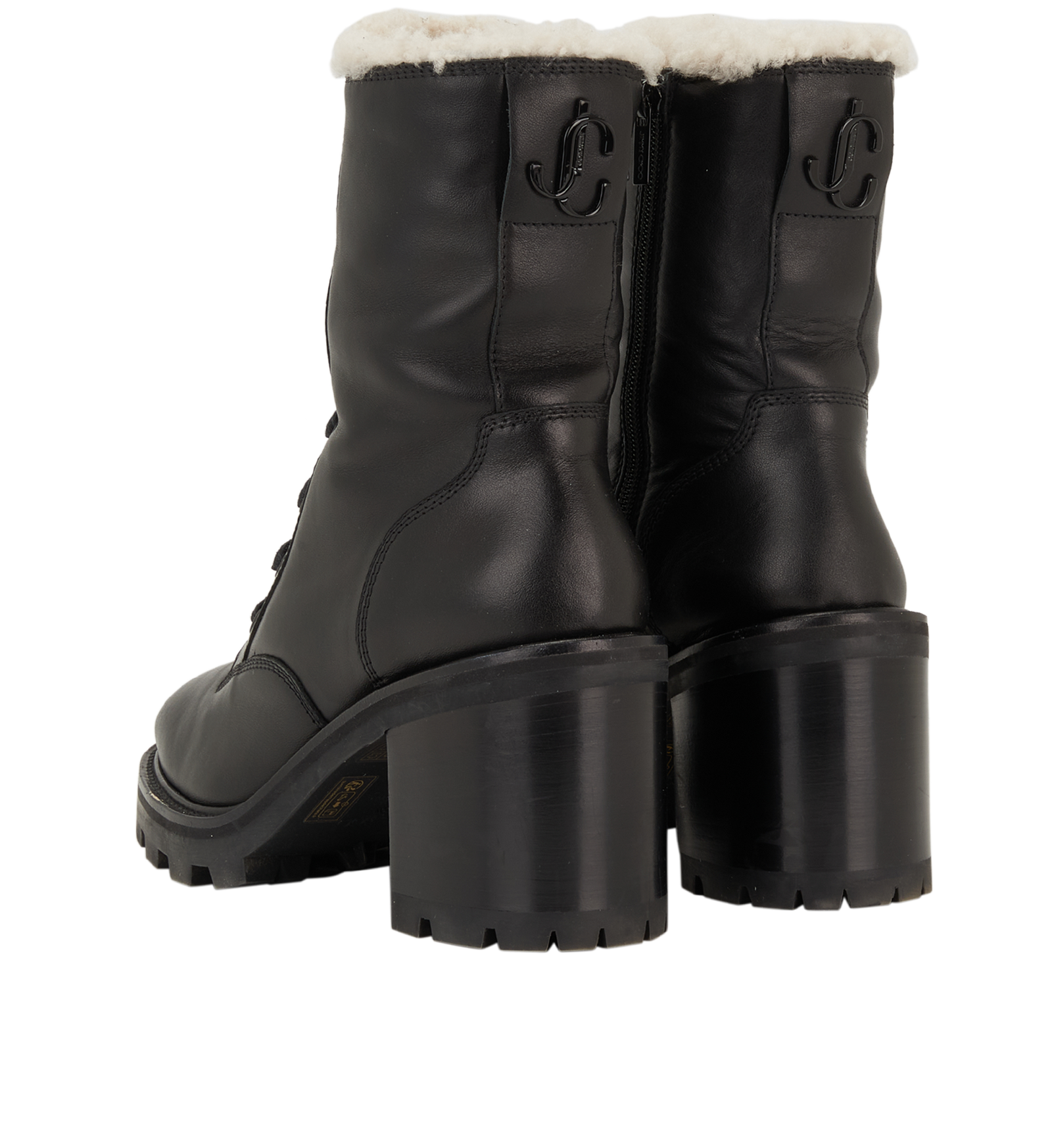 Jimmy Choo Combat 65 Boots, &pound;320, Shoes, Black, Leather/Shearling, Back view